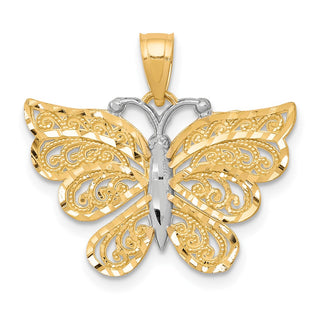 10k Yellow Gold w/ Rhodium Butterfly Pendant 10C1008