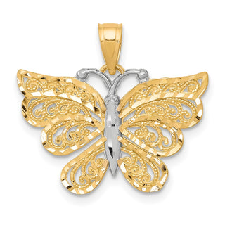 10k Yellow Gold w/ Rhodium Butterfly Pendant 10C1008
