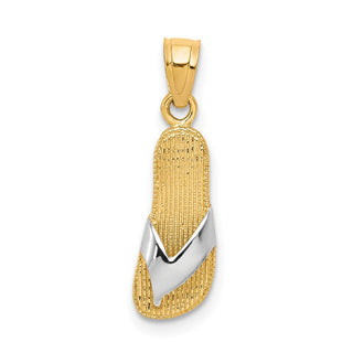 10k Yellow Gold with Rhodium-Plating Flip Flop Pendant 10C1012