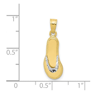 10k Yellow Gold w/Rhodium Flip Flop Pendant 10C1014