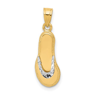 10k Yellow Gold w/Rhodium Flip Flop Pendant 10C1014