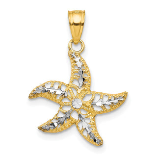 10k Yellow Gold w/Rhodium Starfish Pendant 10C1018