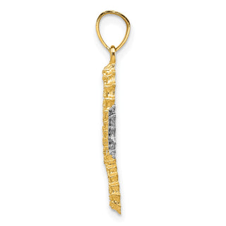 10k Yellow Gold With Rhodium-Plating Seahorse Pendant