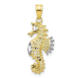 10k Yellow Gold With Rhodium-Plating Seahorse Pendant