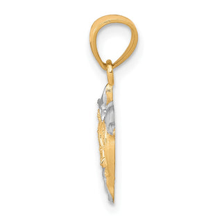 10k Yellow Gold With Rhodium-Plating Small Dolphin Pendant