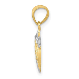 10k Yellow Gold With Rhodium-Plating Small Dolphin Pendant