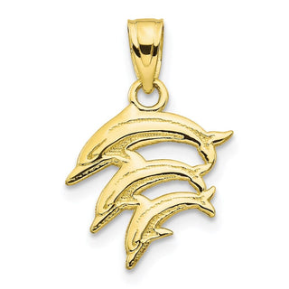 10k Yellow Gold Dolphin Pendant 10C1023