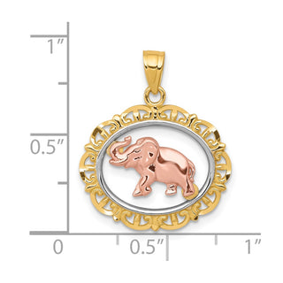Two-Tone Cutout Edge 10k Yellow and Rose Gold Elephant Charm