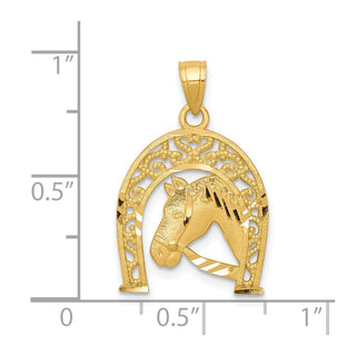 10k Yellow Gold Good Luck Horseshoe w/Horse Pendant 10C1028