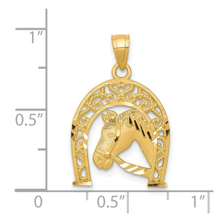 10k Yellow Gold Good Luck Horseshoe w/Horse Pendant 10C1028