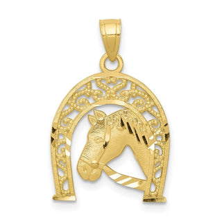 10k Yellow Gold Good Luck Horseshoe w/Horse Pendant 10C1028