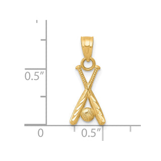 10k Yellow Gold Baseball w/Bats Pendant