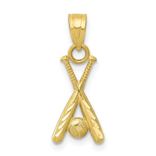 10k Yellow Gold Baseball w/Bats Pendant