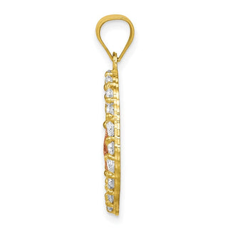 10k Yellow and Rose Gold Cubic Zirconia Cross Pendant