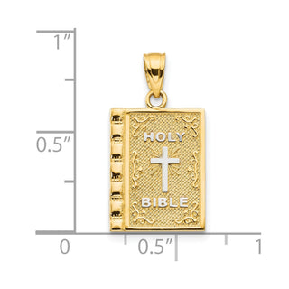 10k Yellow Gold With Rhodium-Plating Holy Bible Pendant