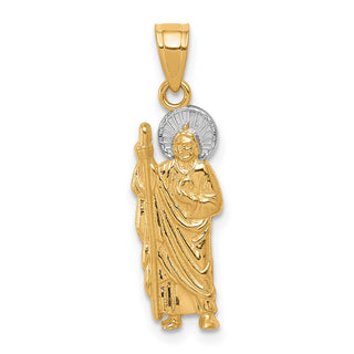 10k Yellow Gold With Rhodium-Plating Saint Jude Pendant
