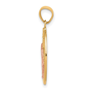 Two-Tone 10k Yellow & Rose Gold Praying Hands with Cross & Bible Cutout Pendant