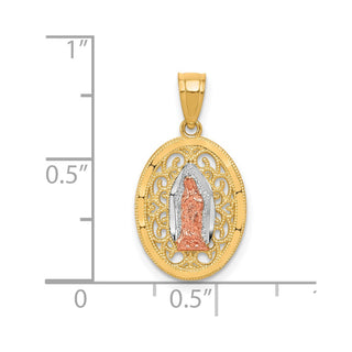 10k Yellow & Rose Gold with White Rhodium Our Lady of Guadalupe Pendant 10C1044