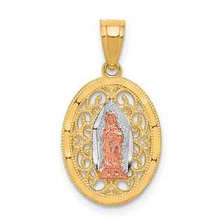 10k Yellow & Rose Gold with White Rhodium Our Lady of Guadalupe Pendant 10C1044