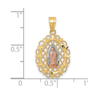 10k Yellow & Rose Gold with White Rhodium Our Lady of Guadalupe Pendant 10C1045