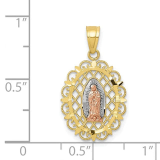 10k Yellow & Rose Gold with White Rhodium Our Lady of Guadalupe Pendant 10C1045