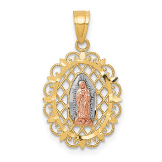 10k Yellow & Rose Gold with White Rhodium Our Lady of Guadalupe Pendant 10C1045