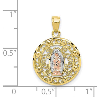10k Yellow & Rose Gold with White Rhodium Our Lady of Guadalupe Pendant 10C1046