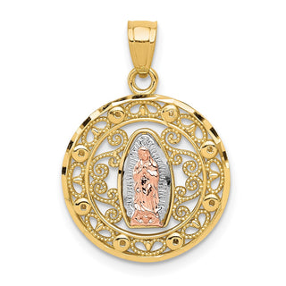 10k Yellow & Rose Gold with White Rhodium Our Lady of Guadalupe Pendant 10C1046