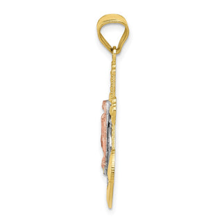 10k Yellow and Rose Gold with White Rhodium Mariner Blessed Mother Pendant