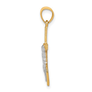 10k Yellow Gold with Rhodium-Plating Crucifix Pendant 10C1050
