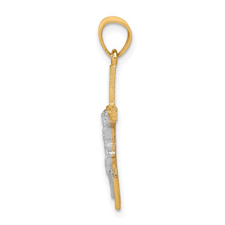 10k Yellow Gold with Rhodium-Plating Crucifix Pendant 10C1050