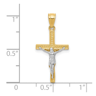10k Yellow Gold with Rhodium-Plating Crucifix Pendant 10C1050