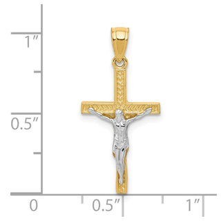 10k Yellow Gold with Rhodium-Plating Crucifix Pendant 10C1050