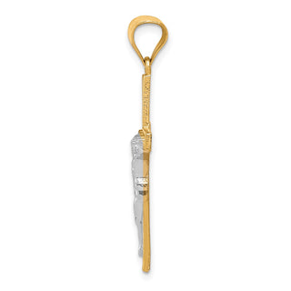 10k Yellow Gold with Rhodium-Plating Crucifix Pendant 10C1051