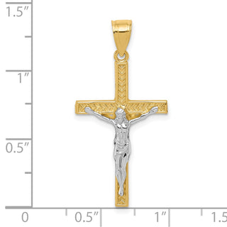 10k Yellow Gold with Rhodium-Plating Crucifix Pendant 10C1051