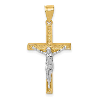 10k Yellow Gold with Rhodium-Plating Crucifix Pendant 10C1051