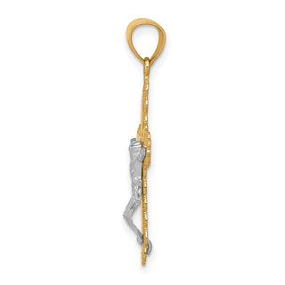 10k Yellow Gold with Rhodium-Plating Filigree Crucifix Pendant 10C1052