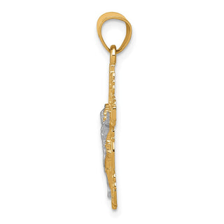 10k Yellow Gold with Rhodium-Plating Crucifix Pendant 10C1055