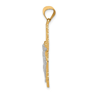 10k Yellow Gold with Rhodium-Plating Crucifix Pendant 10C1056