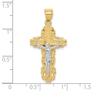 10k Yellow Gold with Rhodium-Plating Crucifix Pendant 10C1056