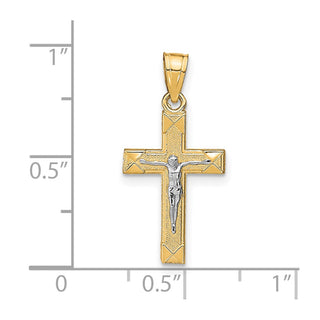 10k Yellow Gold With Rhodium-Plating Small Crucifix Pendant