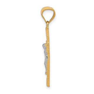 10k Yellow Gold with Rhodium-Plating Crucifix Pendant 10C1058