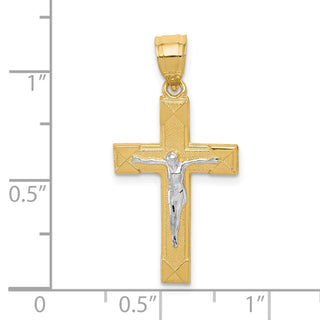10k Yellow Gold with Rhodium-Plating Crucifix Pendant 10C1058