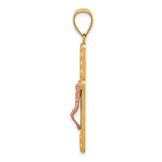 10k Yellow and Rose Gold Cubic Zirconia Crucifix Pendant 10C1060
