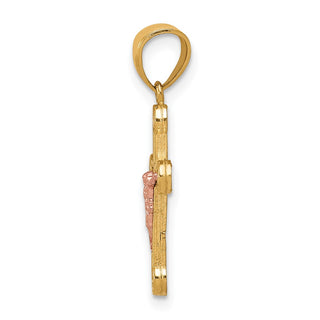 10k Yellow and Rose Gold Small Cubic Zirconia Crucifix Pendant