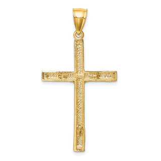10k Yellow Gold with Rhodium-Plating Diamond-cut Crucifix Pendant 10C1063