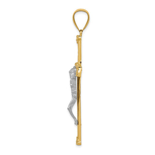 10k Yellow Gold with Rhodium-Plating Cubic Zirconia Crucifix Pendant 10C1064