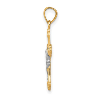 10k Yellow Gold with Rhodium-Plating Crucifix Pendant 10C1068