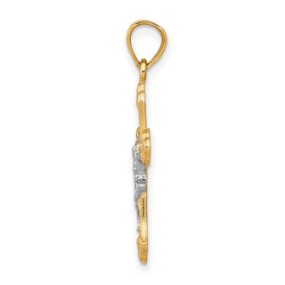 10k Yellow Gold with Rhodium-Plating Crucifix Pendant 10C1068