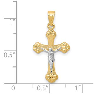 10k Yellow Gold with Rhodium-Plating Crucifix Pendant 10C1068